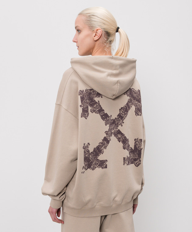 Off-White Бежеве худі з принтом Heraldic Arrow 44MBB085S26F00I зображення 4