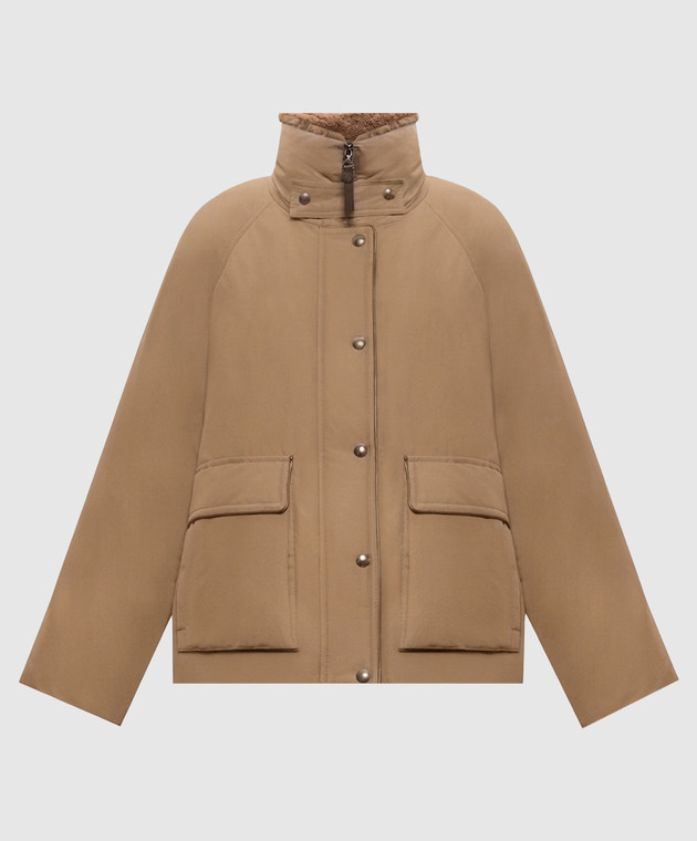 Brunello Cucinelli Коричневая пуховая куртка с мехом MH5253658
