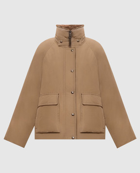 Brunello Cucinelli Коричнева пухова куртка з хутром MH5253658