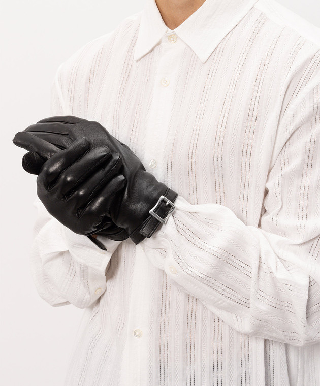 Ann Demeulemeester Черные кожаные перчатки Arly B0014384LT120 изображение 2