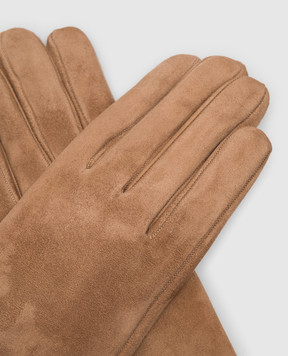 Sermoneta Gloves Коричневі замшеві рукавички на хутрі кролика 307ASUEDE