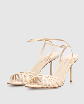 Le Silla Бежеві шкіряні босоніжки BELLA 6642A080L3PPGSL