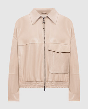 Brunello Cucinelli Бежевая кожаная куртка MPPAH7661