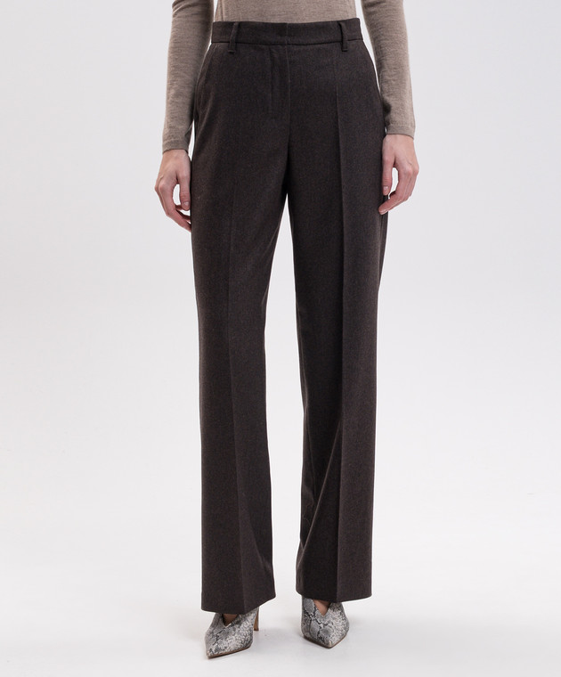Max Mara Коричневые брюки COTTAGE из шерсти SMMCOTTAGE изображение 3