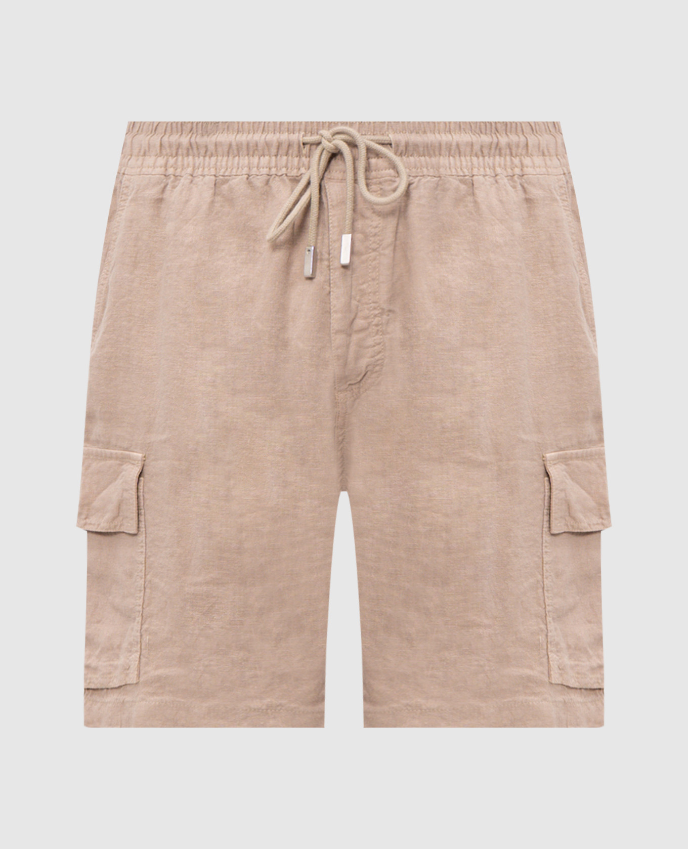 Бежевые шорты-карго из льна