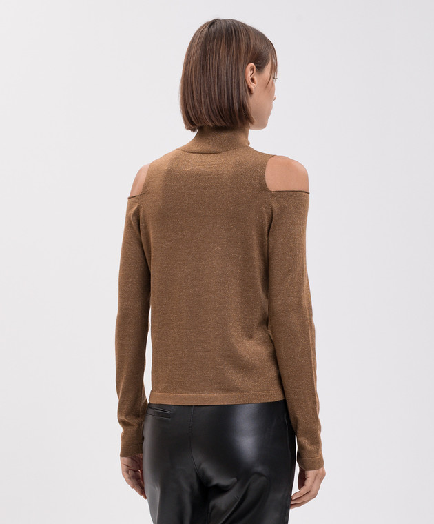 Allude Коричневий гольф з вовною з відкритими плечима 26564103 зображення 4