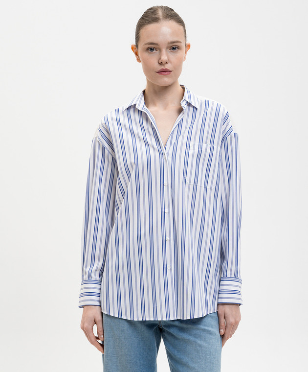 Max Mara Weekend Белая рубашка TESSILE в полоску WKDTESSILE изображение 3