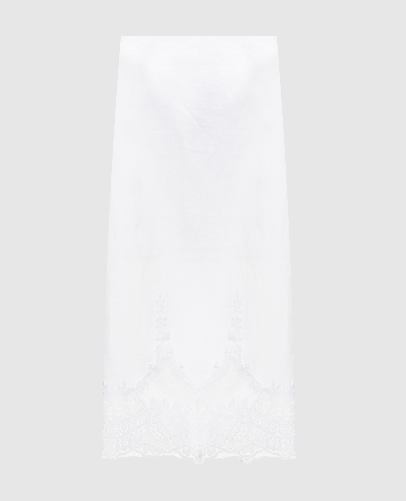 Біла спідниця з льону з мереживом