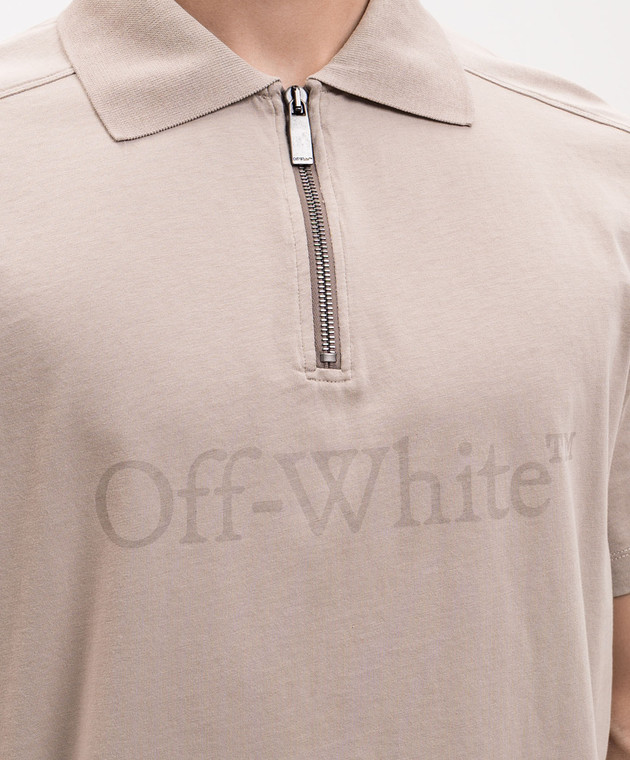 Off-White Бежеве поло з принтом логотипа 44MAD00YS26J001 зображення 5