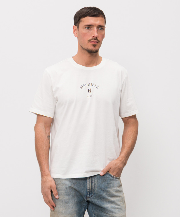 Maison Margiela MM6 Біла футболка з принтом логотипа SH2GC0038M20048 зображення 3