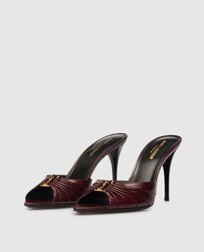 Saint Laurent Бордовые кожаные мюли BABYLONE 799606AAEHF
