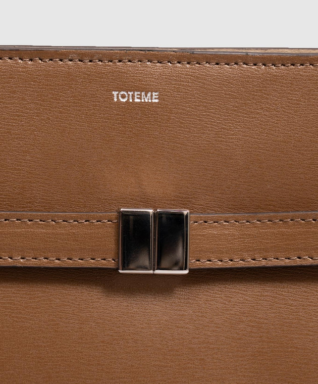 Toteme Коричневый кожаный клатч с принтом логотипа 261WAM0052LE0025 изображение 4