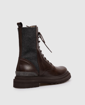 Brunello Cucinelli Коричневі комбіновані черевики з ланцюжком моніль MZOLG3308P