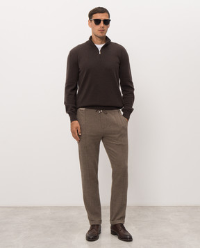 Bertolo Cashmere Коричневый свитер из кашемира с молнией 400025000005