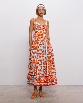 Dolce&Gabbana Белое платье в брендовый принт F6TTHTGDDRL