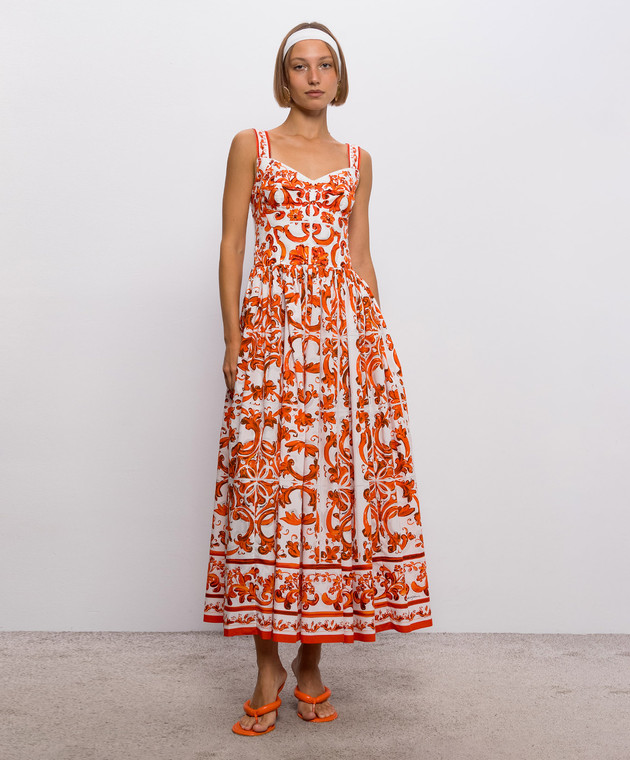 Dolce&Gabbana Белое платье в брендовый принт F6TTHTGDDRL изображение 3