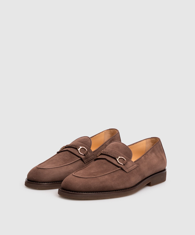 Brunello Cucinelli Коричневые лоферы из нубука MZUNKNE671 изображение 2