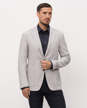 Canali Сірий піджак із шовку та кашеміру CX04708E23275