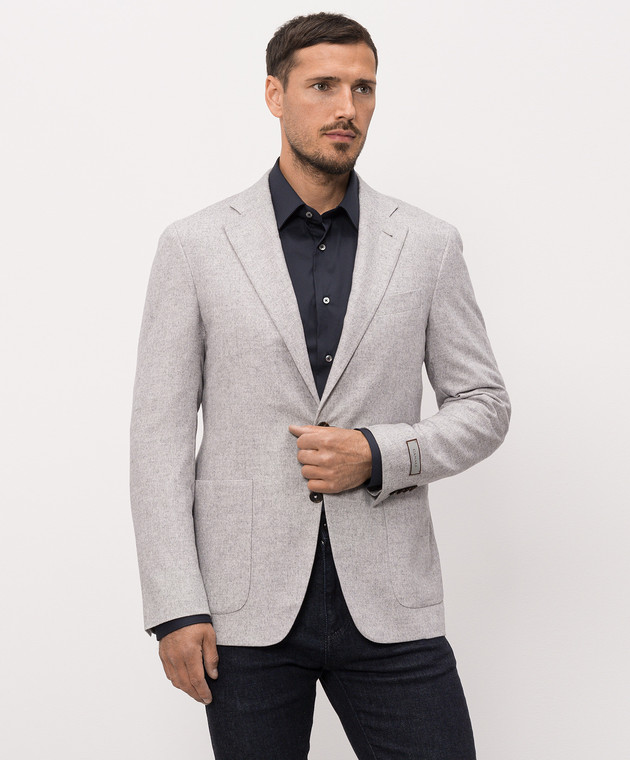 Canali Сірий піджак із шовку та кашеміру CX04708E23275 зображення 3