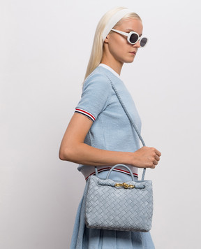 Bottega Veneta Голубая замшевая сумка Andiamo 766014V5ZZ1