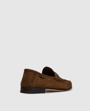 Tom Ford Коричневые замшевые лоферы с логотипом J1528LCL534N