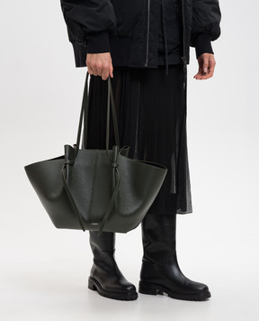 YUZEFI Зеленая кожаная сумка-тоут MOCHI LARGEMOCHILEATHER