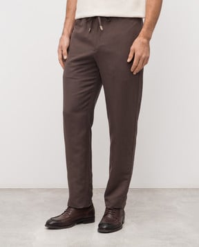 Canali Коричневые брюки из льна и шелка AX03156U97003