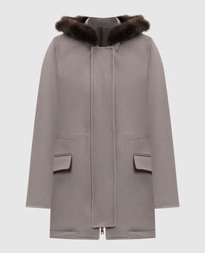 Heresis Серый парк из шерсти с мехом соболя P5380ZIG400