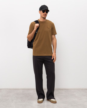 Moncler Коричнева футболка з нашивкою логотипа L10918C0004489AUG