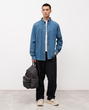 Sporty & Rich Синяя джинсовая рубашка с монограммой логотипа SI03365302BL26