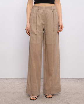 Brunello Cucinelli Коричневые брюки с цепочкой мониль M0F91P9174