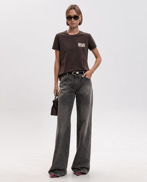 Twinset Коричнева футболка з нашивкою 262LI2BUU