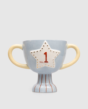 Bloomingville Блакитне керамічне кашпо Trophy 82072620