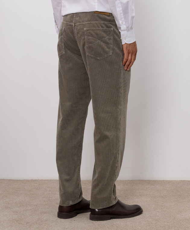 Brunello Cucinelli Вельветовые брюки цвета хаки M280NF1012 изображение 4