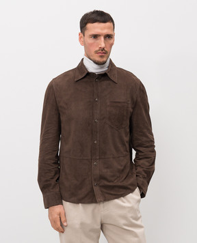 Brunello Cucinelli Коричневая замшевая рубашка MPCFN2039