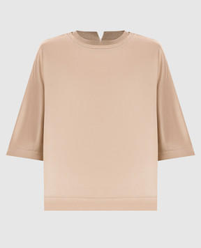 Peserico Бежевая блуза из шелка с цепочкой мониль A068712372E