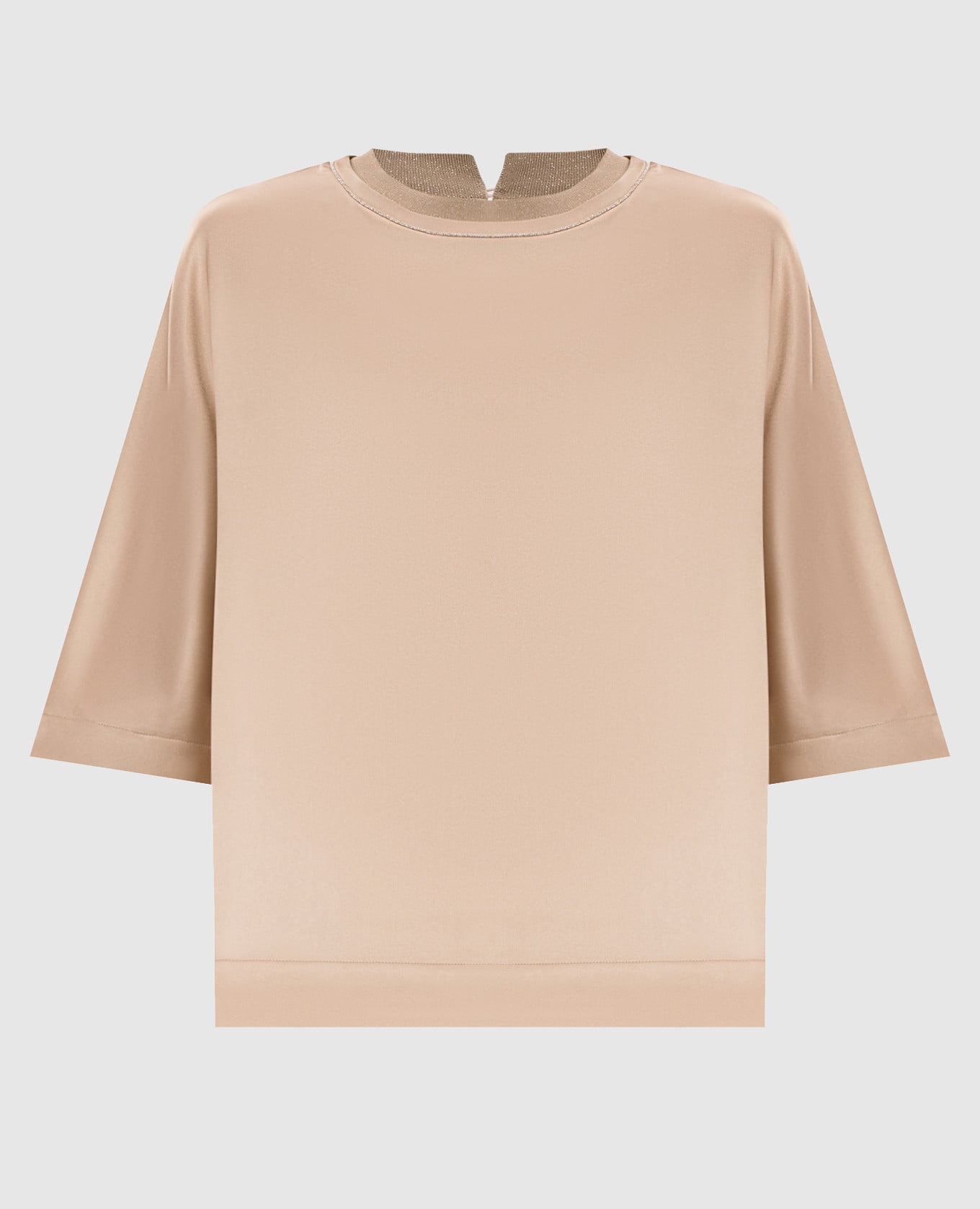 Бежевая блуза из шелка с цепочкой мониль