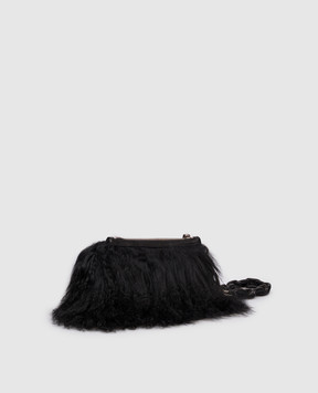 Dolce&Gabbana Черный кожаный клатч с мехом BI3436AW658