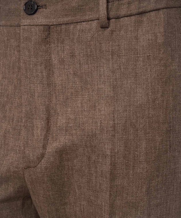 Slowear Коричневые брюки из льна 1T00057016A изображение 5