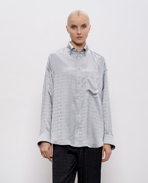 Balenciaga Сіра блуза в принт логотипа 850978TTO54