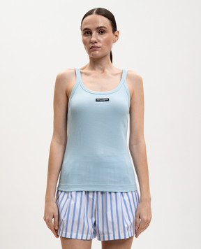 Dolce&Gabbana Голубая майка в рубчик F8W45TFU7AV