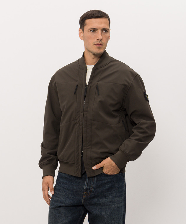 Stone Island Коричневый бомбер с патчем логотипа L2S15Q100006S0B22 изображение 3
