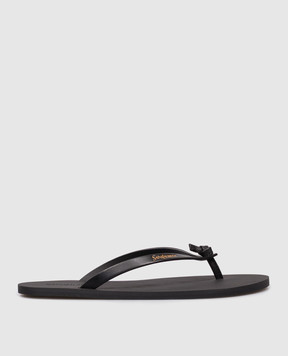 Saint Laurent Чорні шкіряні шльопанці POOL з логотипом 860815DWE00