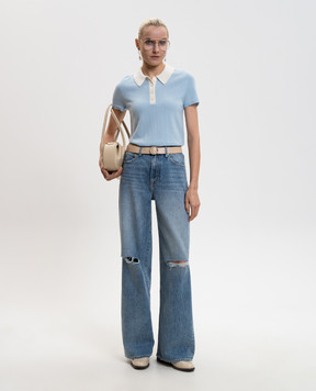 Simkhai Блакитний топ з кашеміру з коміром-поло 1262204K