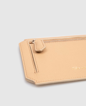 Santoni Бежевый кожаный кархолдер с логотипом DFPPA2694FOHSIW