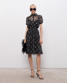 Dolce&Gabbana Черное платье из шелка в принт F665HTIS12Q
