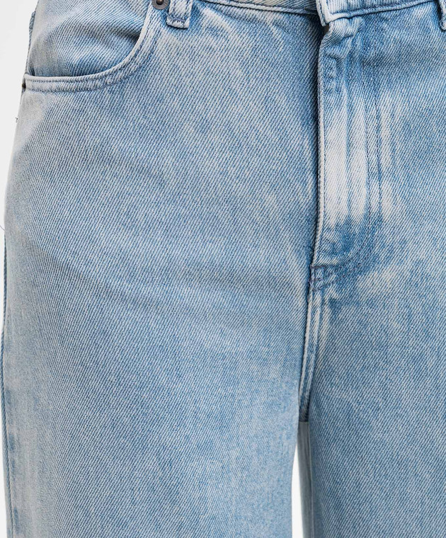 Solotre Голубые джинсы с эффектом потертости M1AB0168 изображение 5