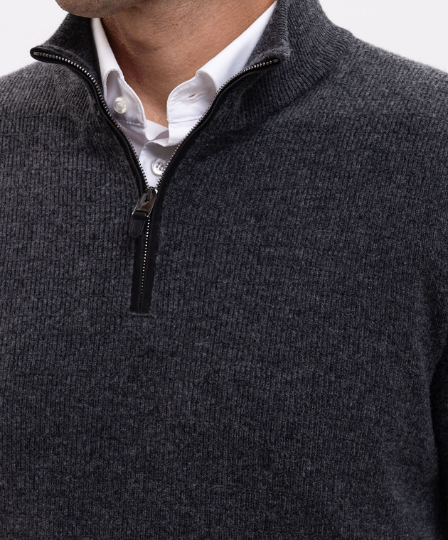 Canali Серый свитер из шерсти и кашемира MK02547C1216 изображение 5