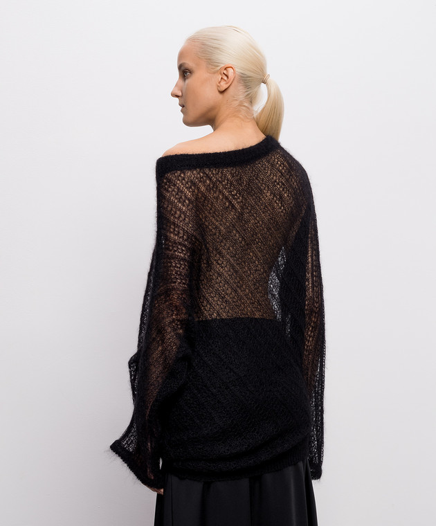 Ann Demeulemeester Черный ажурный свитер Christabel Bias Cut из мохера и шелка B0014335KN069 изображение 4