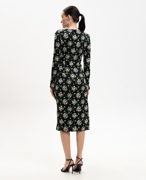 Dolce&Gabbana Чорна сукня із шовку в принт F664HTFSA85